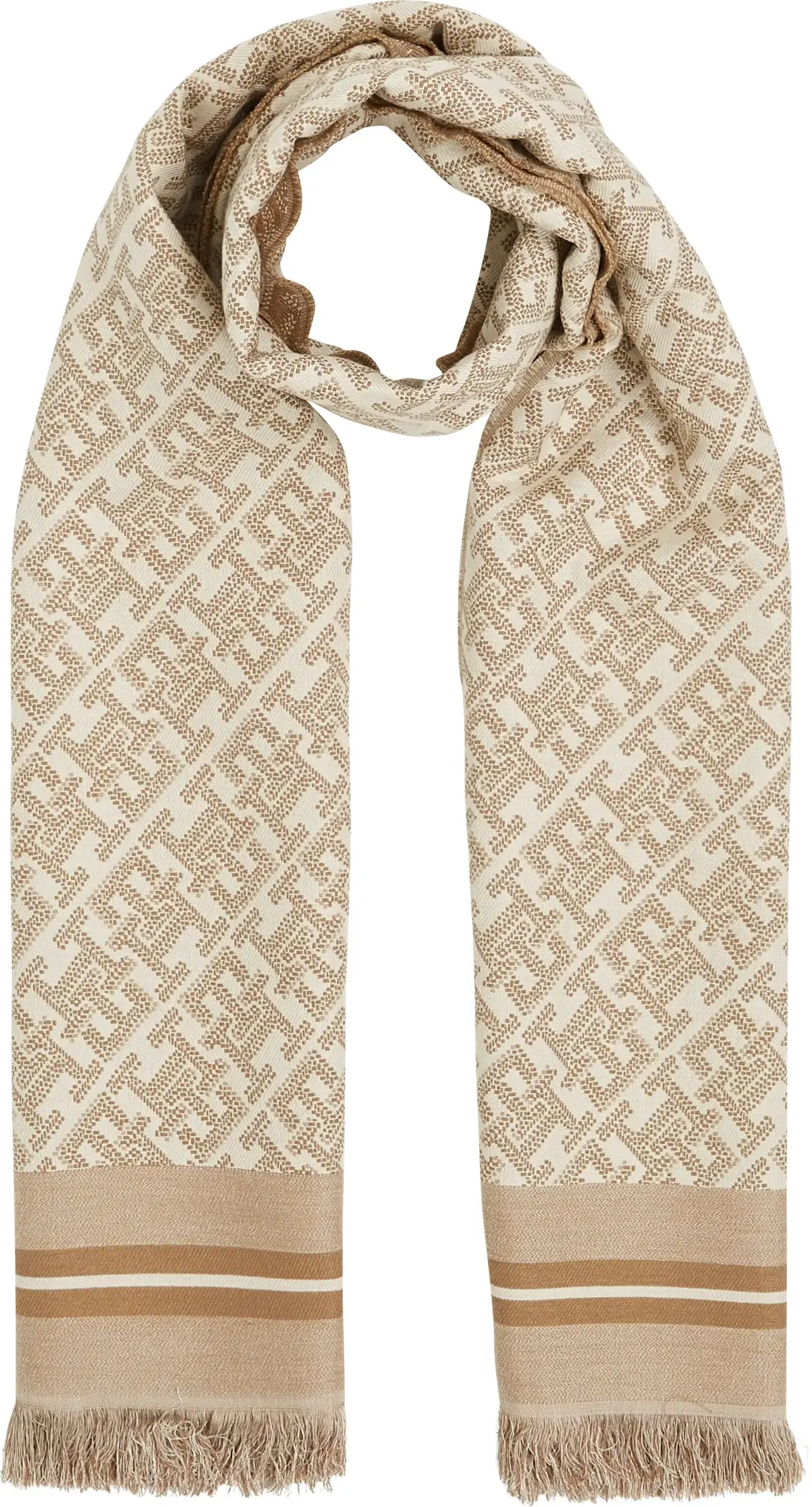 Tommy Hilfiger TH MONOPLAY JACQUARD, RBC Kahverengi Kadın Atkı