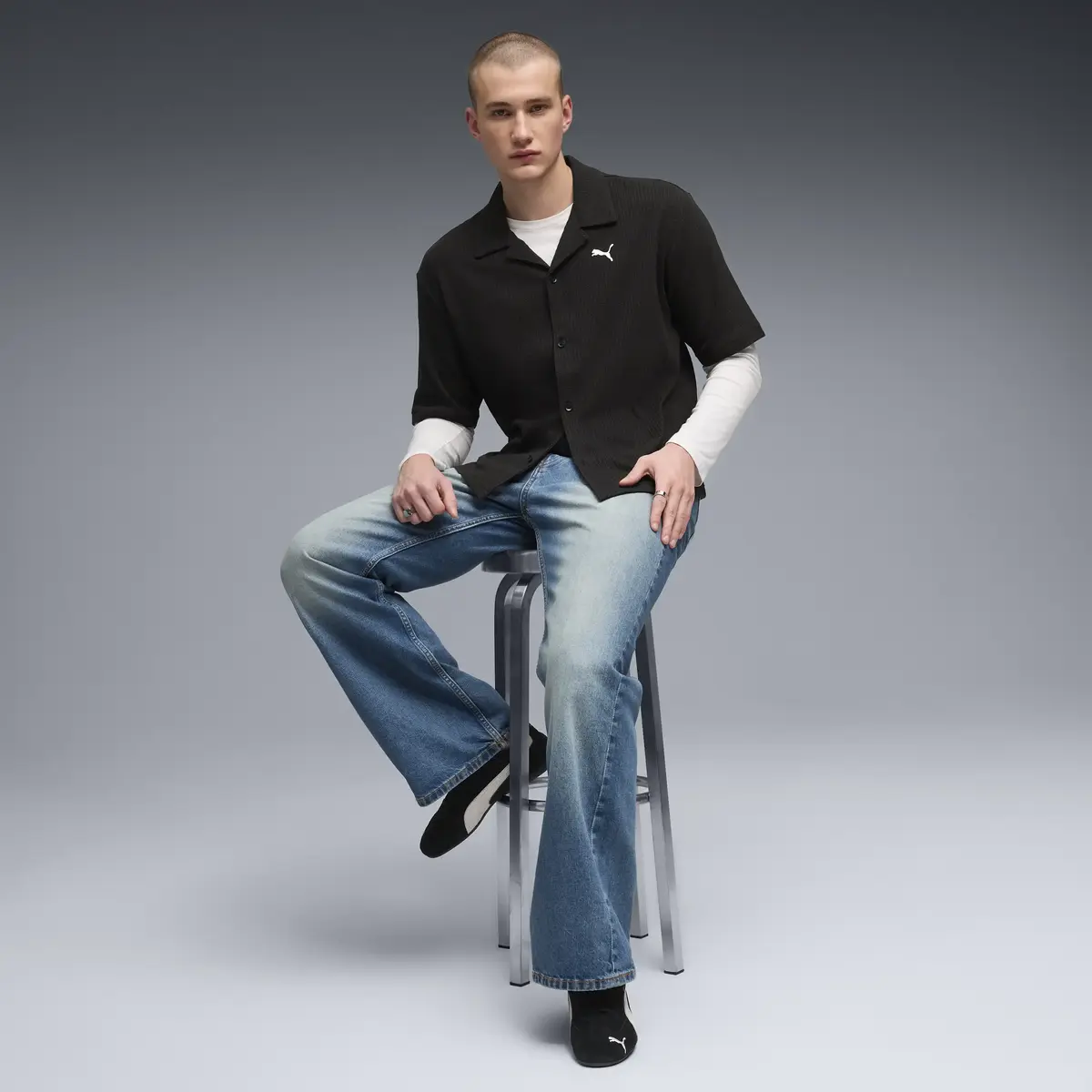 Puma WARDROBE ESS Shirt Siyah Erkek T-Shirt