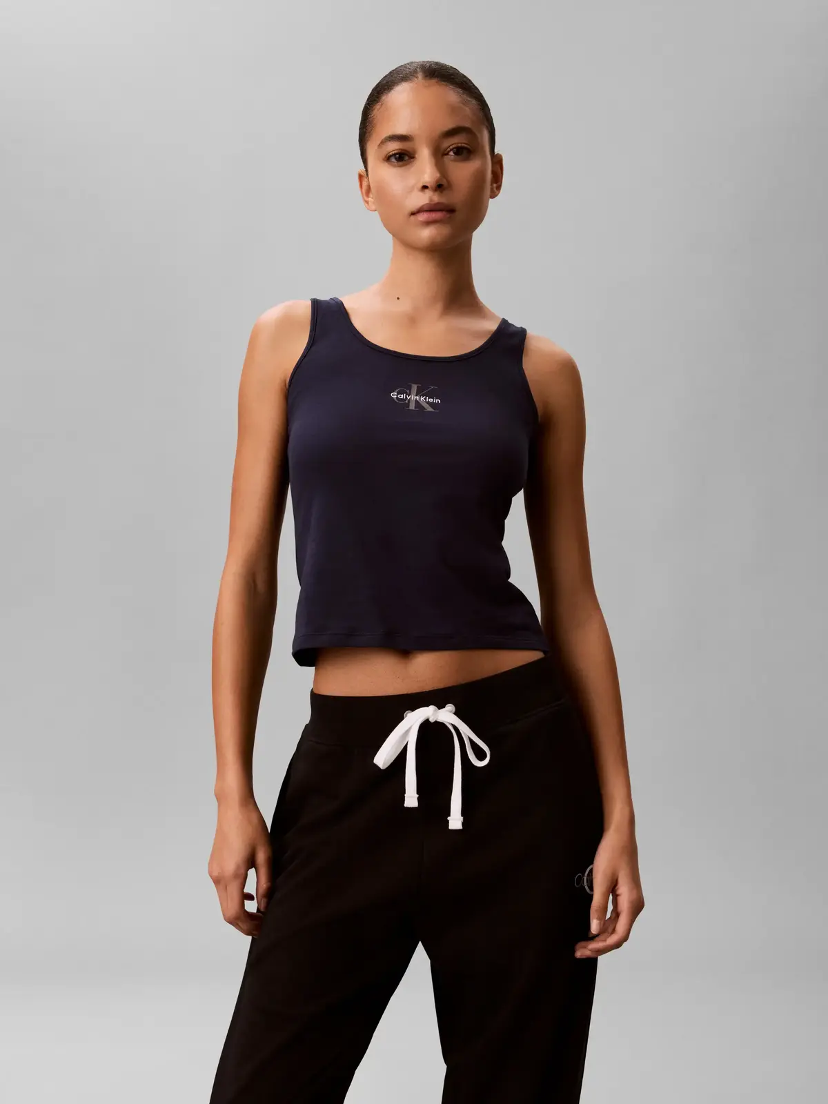 Calvin Klein CK GRAPHIC TANK Siyah Kadın Yuvarlak Yaka Atlet