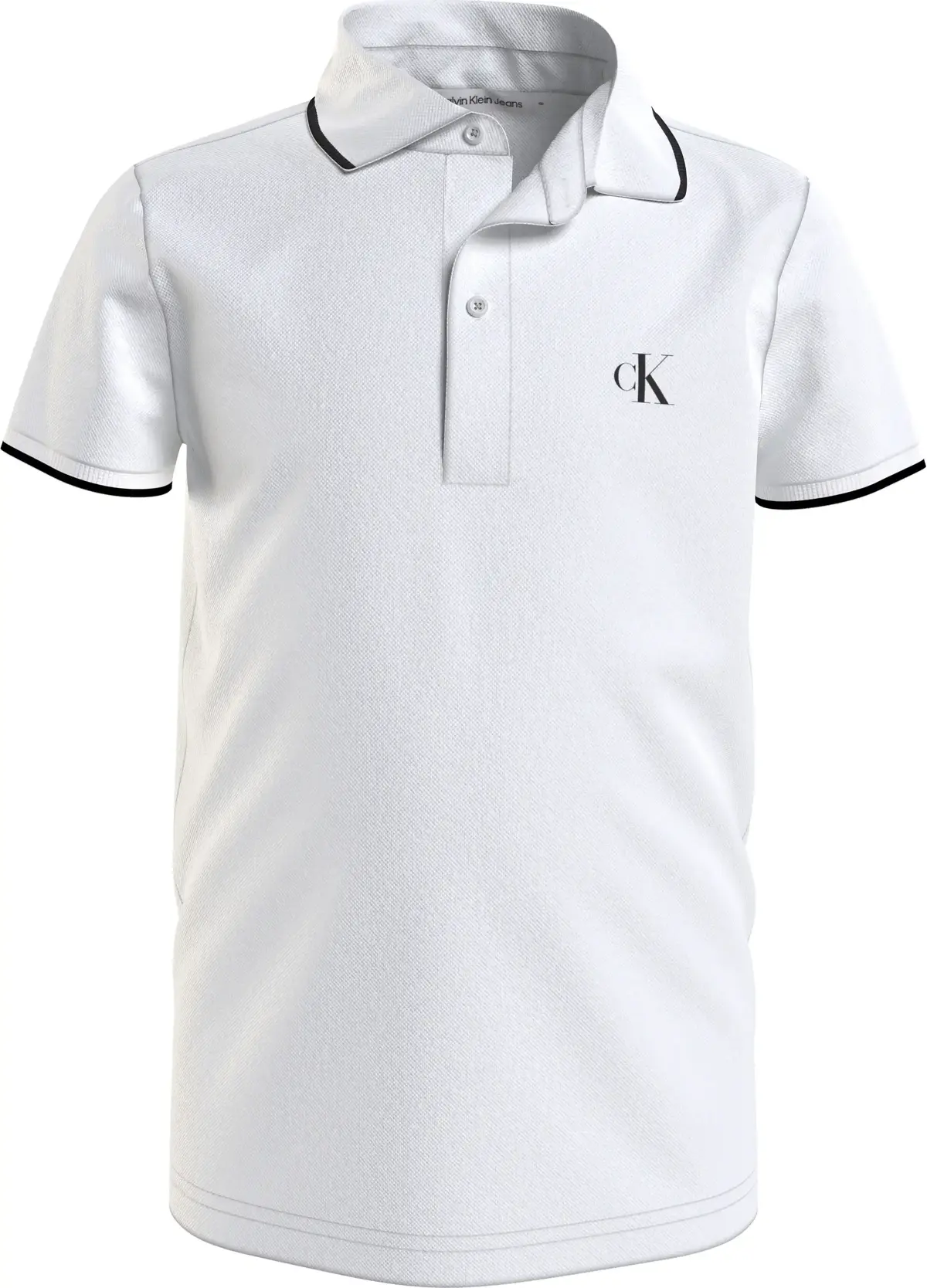 Calvin Klein MONOGRAM TIPPING FIT Erkek Beyaz Polo T-Shirt