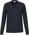 Tommy Hilfiger V-NECK SWEATER Kadın Siyah Kazak