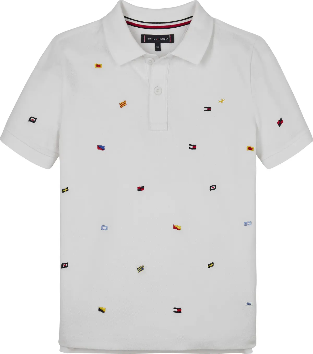 Tommy Hilfiger ALL OVER FLAG EMB PO, YBR Beyaz Erkek Çocuk T-Shirt & Polo