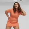 Puma CLASSICS Ribbed Dress Turuncu Kadın Elbise
