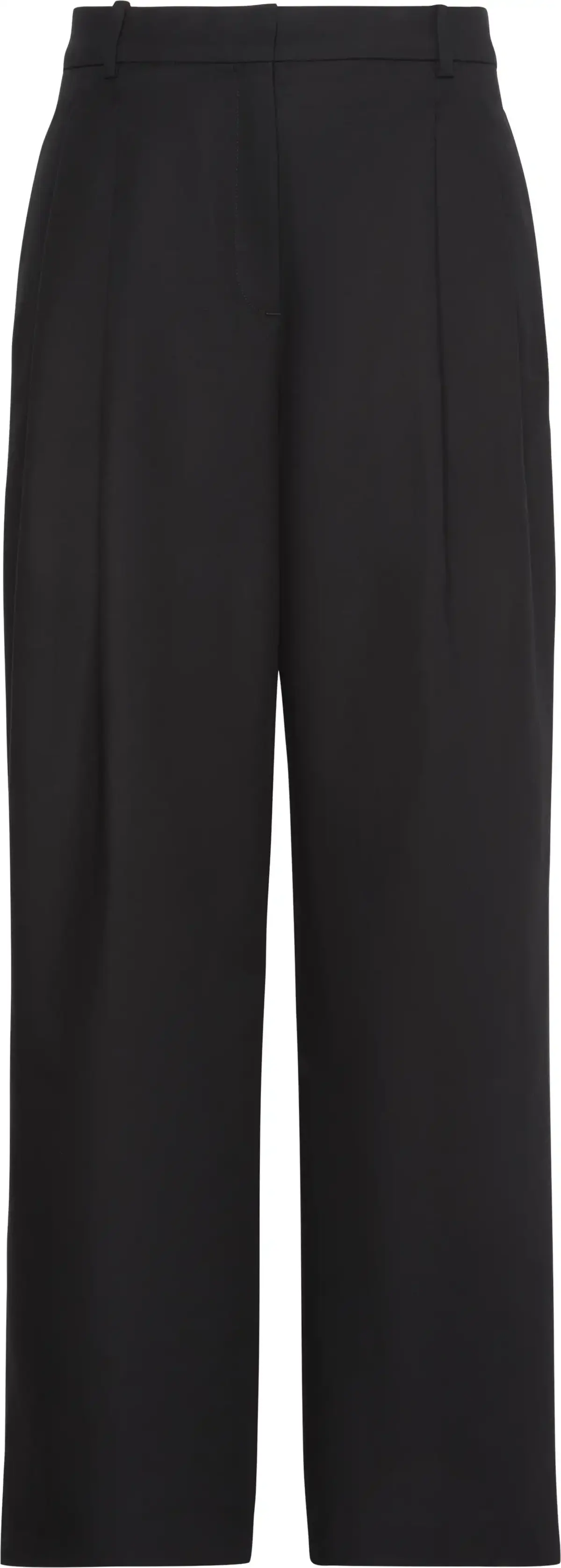 Calvin Klein STRETCH CHINO W/ PLEAT - WIDE LE Kadın Siyah Kumaş Pantolon