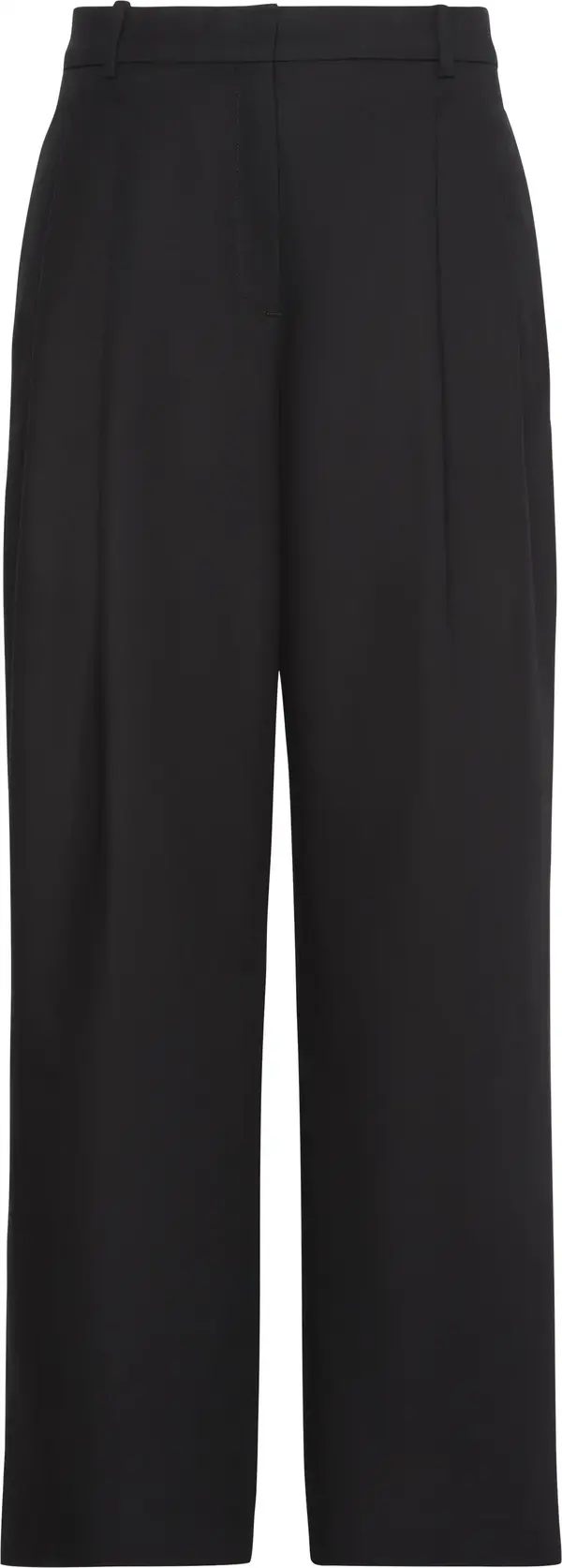 Calvin Klein STRETCH CHINO W/ PLEAT - WIDE LE Kadın Siyah Kumaş Pantolon