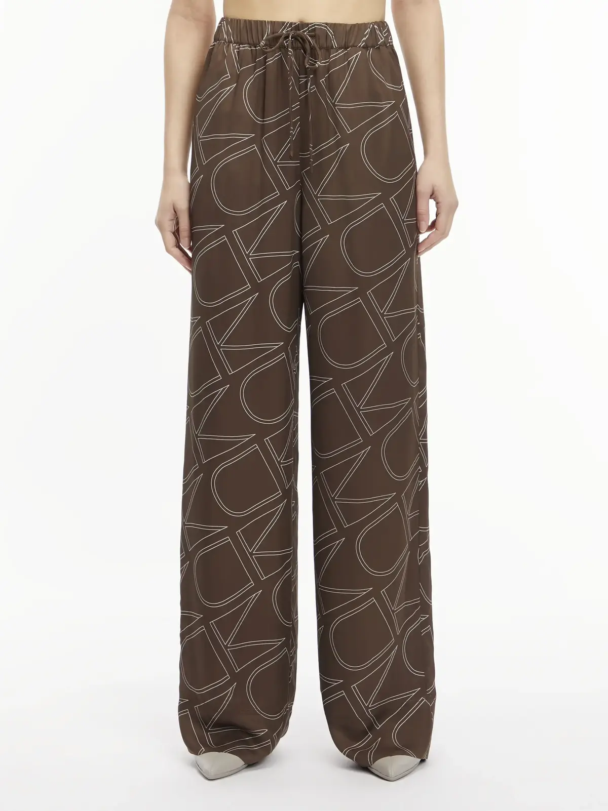 Calvin Klein VISCOSE TWILL WIDE L Kadın Kahverengi Chino