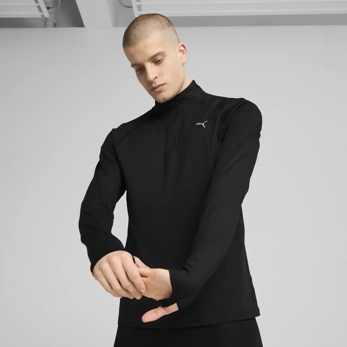 PUMA RUN VELOTY CLDSPN 1/4 ZIP M Siyah Erkek T-Shirt