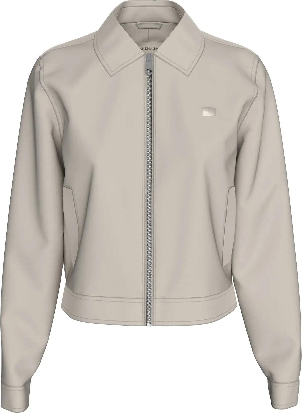 Calvin Klein ZIP THROUGH COTTON J, PDH Krem Kadın Ceket