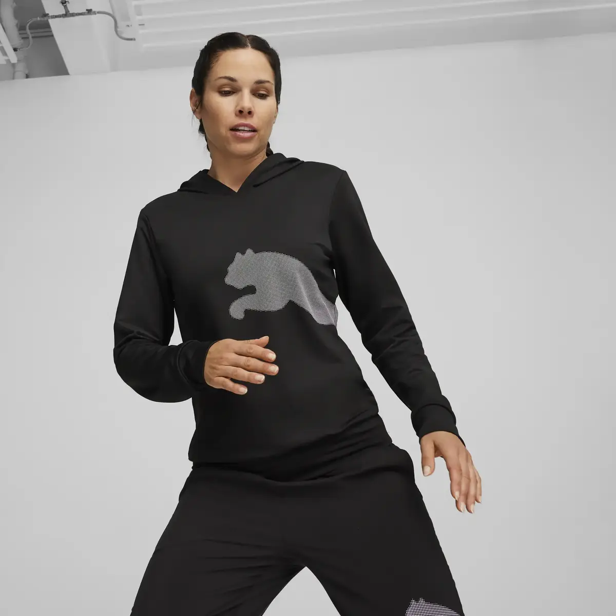 Puma BIG CAT FRENCH TERRY HOODIE Siyah Kadın Hoodie