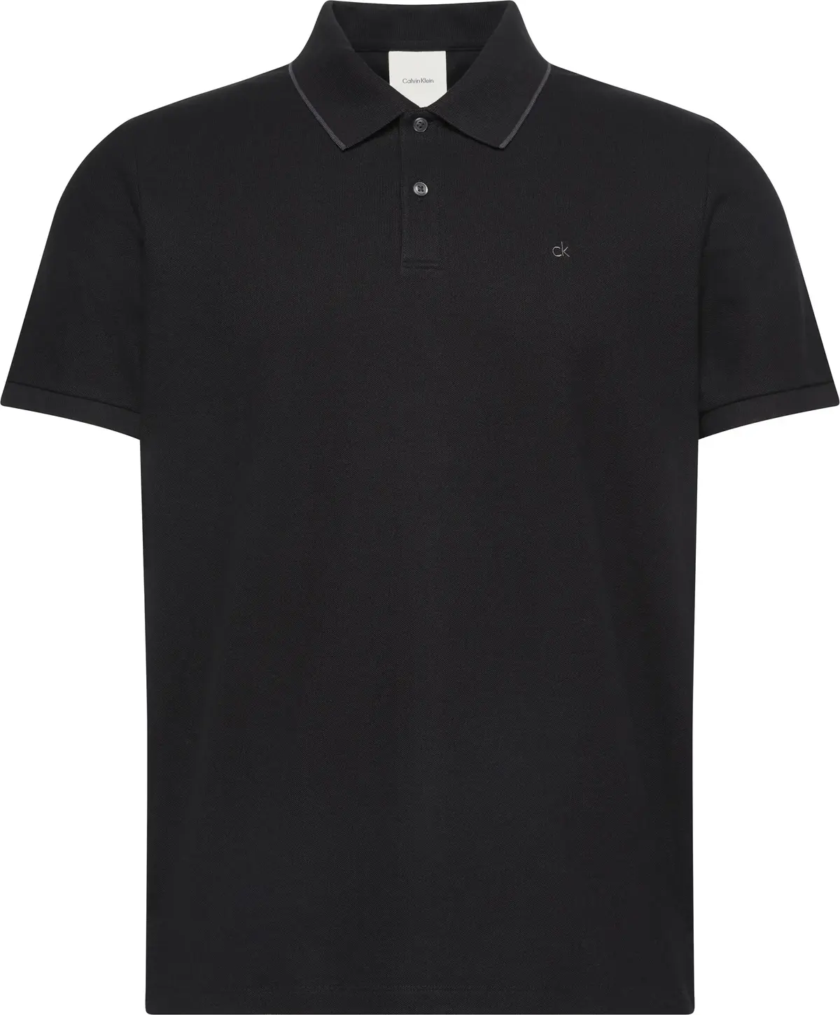 Calvin Klein SS REFINED PIQUE TIPPED CLASSIC Erkek Siyah Polo T-Shirt