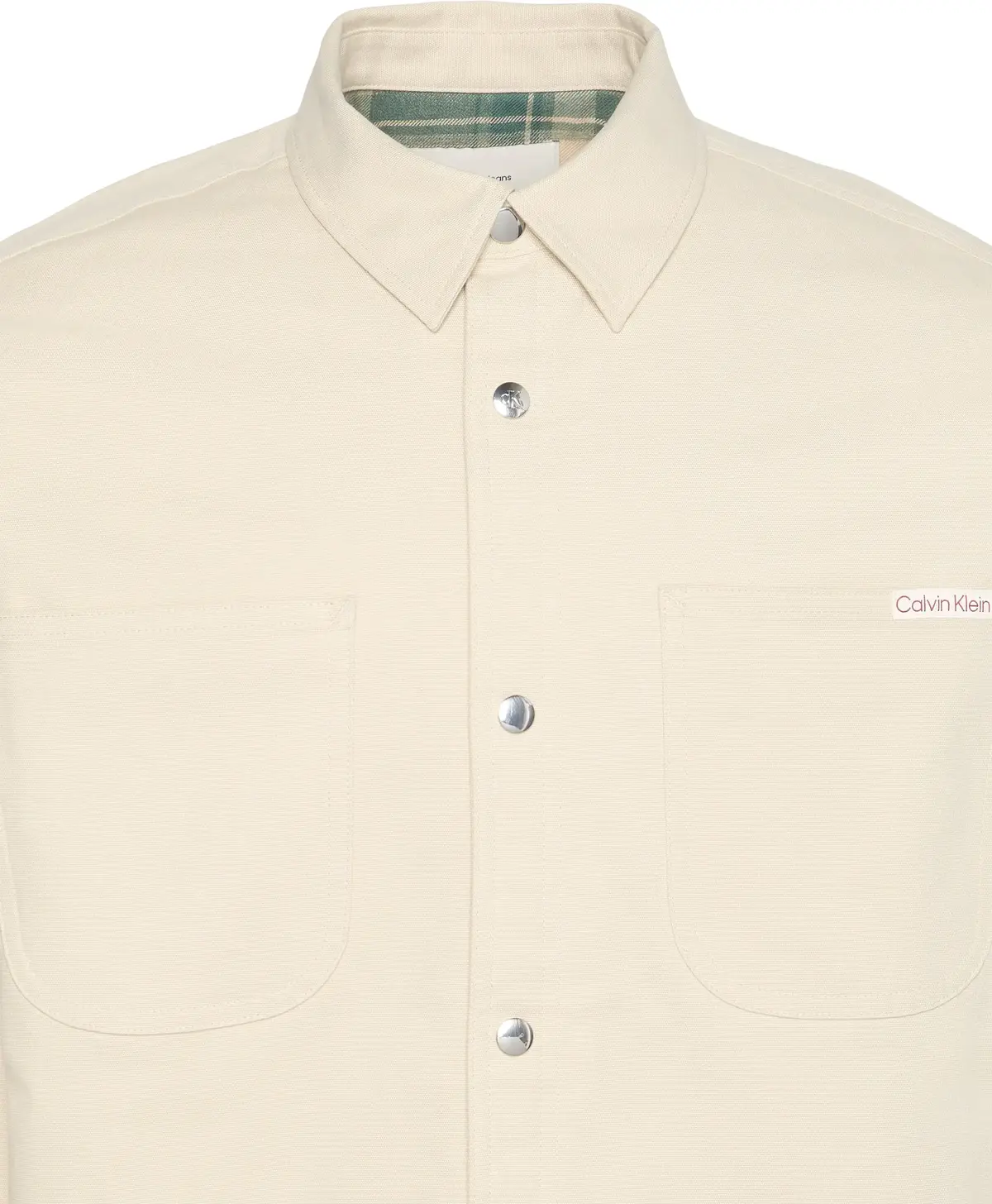 Calvin Klein LS MATTY CANVAS RLXD FLANNEL LIN Erkek Krem Gömlek