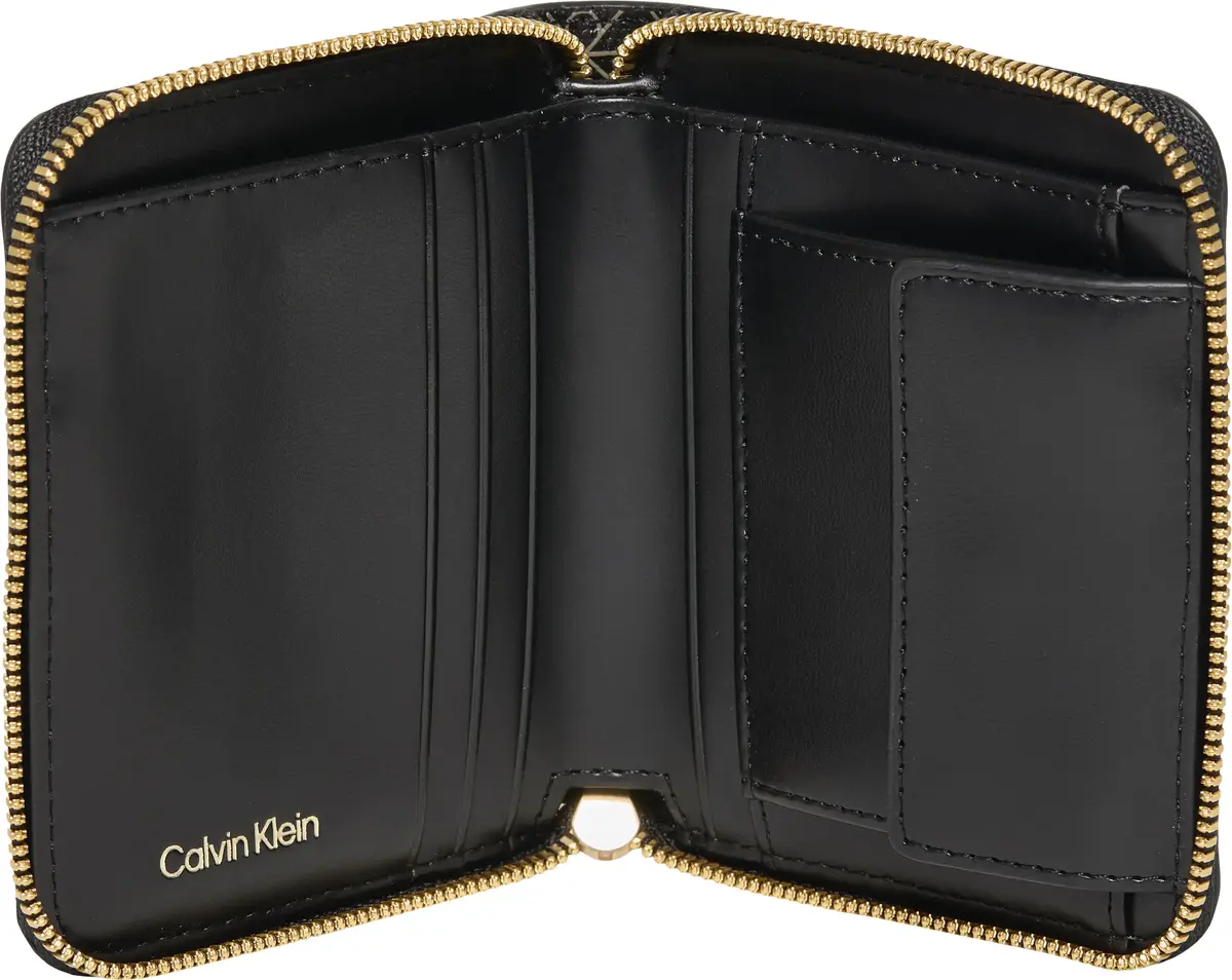 Calvin Klein EMBLEM AOP SQUARE ZIP AROUND Kadın Siyah Cüzdan