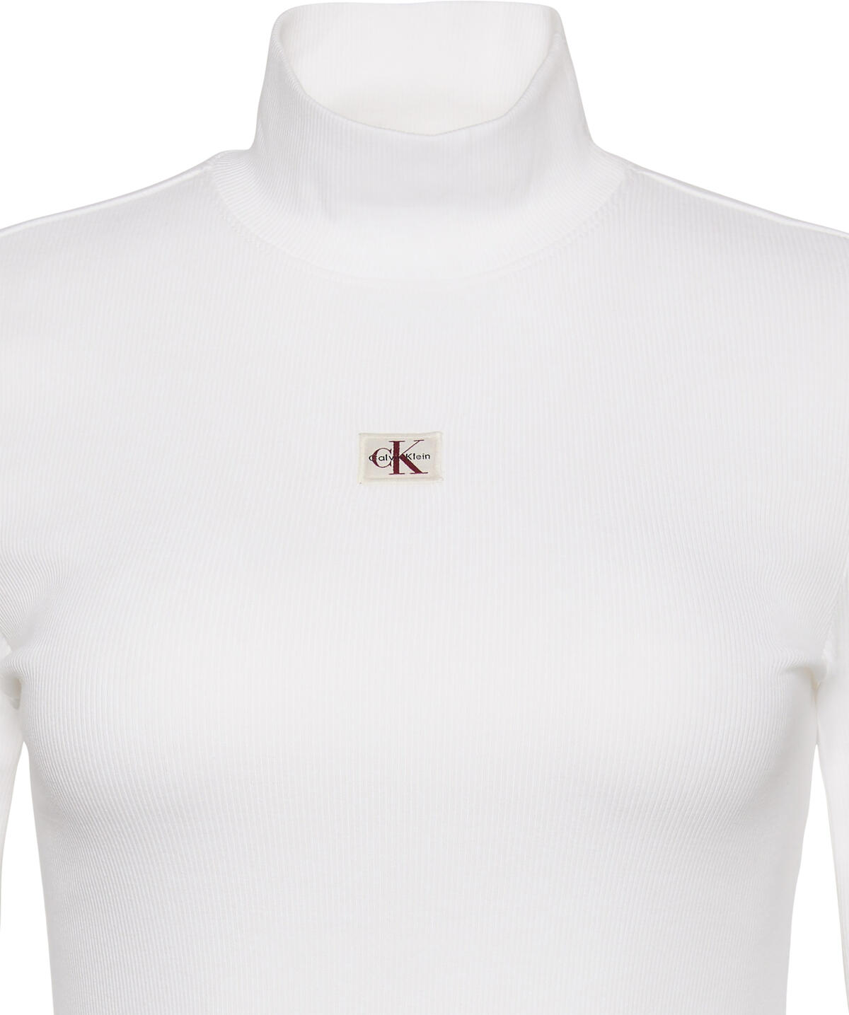 Calvin Klein LS WOVEN LABEL TURTLENECK Beyaz Kadın Gömlek