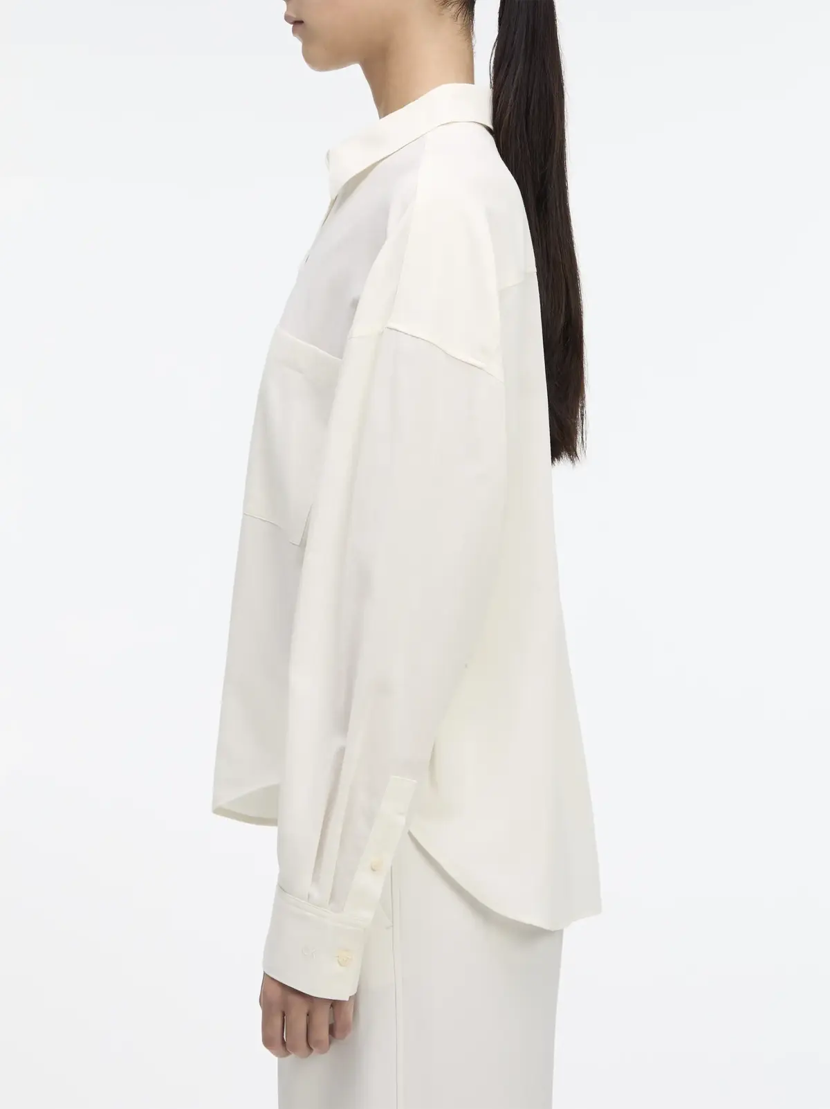 Calvin Klein COTTON VOILE LS SHIR Kadın Beyaz Gömlek