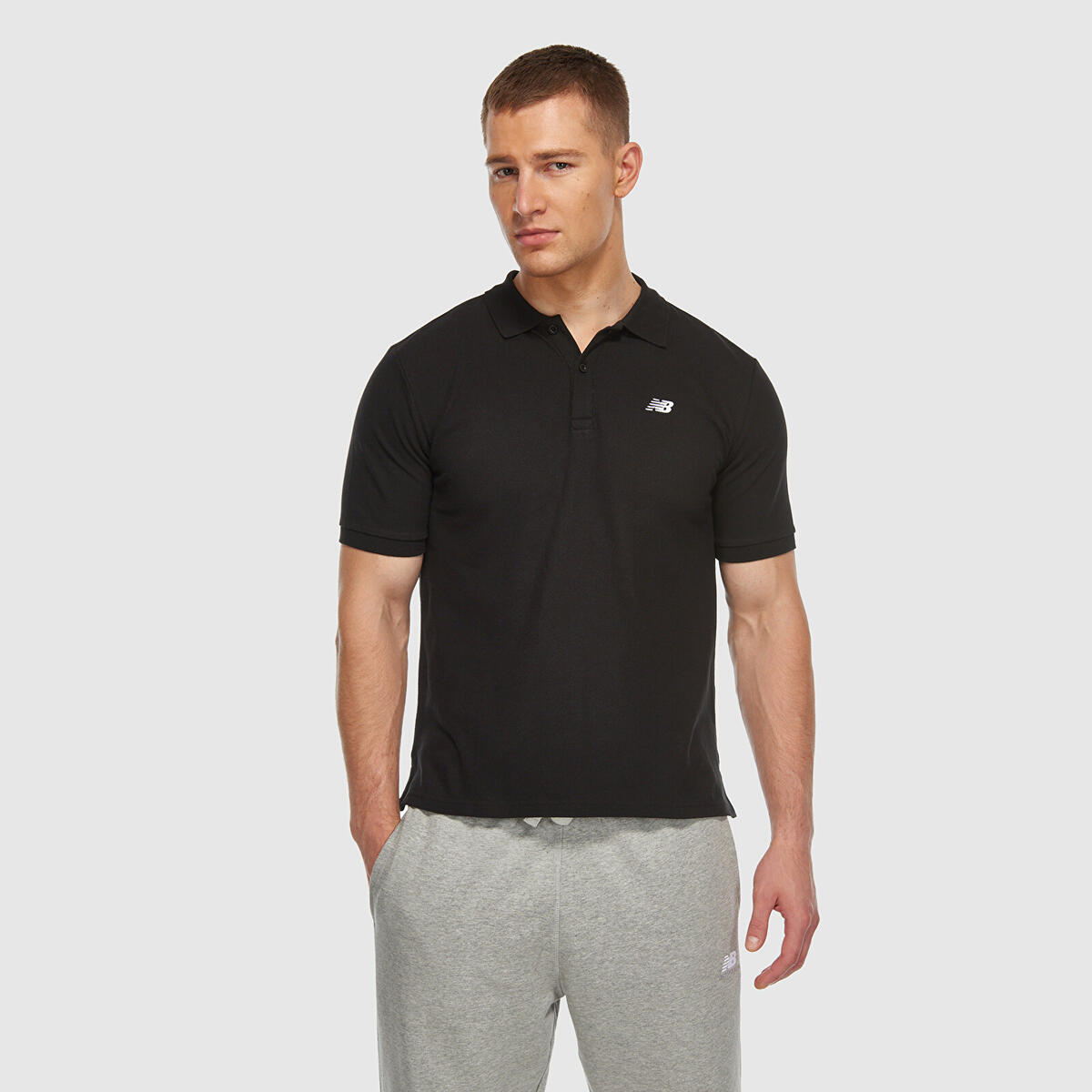New Balance MNT3415 Erkek Siyah Polo Yaka T-Shirt