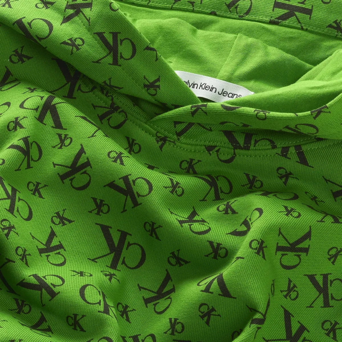 Calvin Klein MONOGRAM GRID AOP HO Erkek Yeşil Hoodie