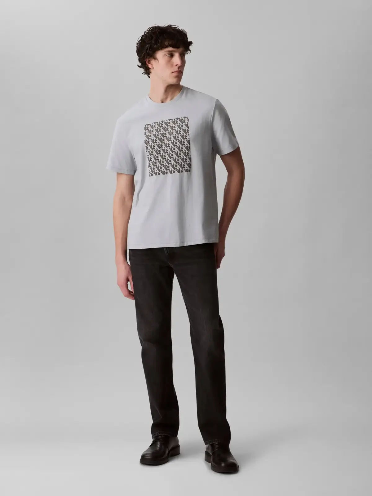Calvin Klein SS 20S CK MACRO Gri Erkek Tişört
