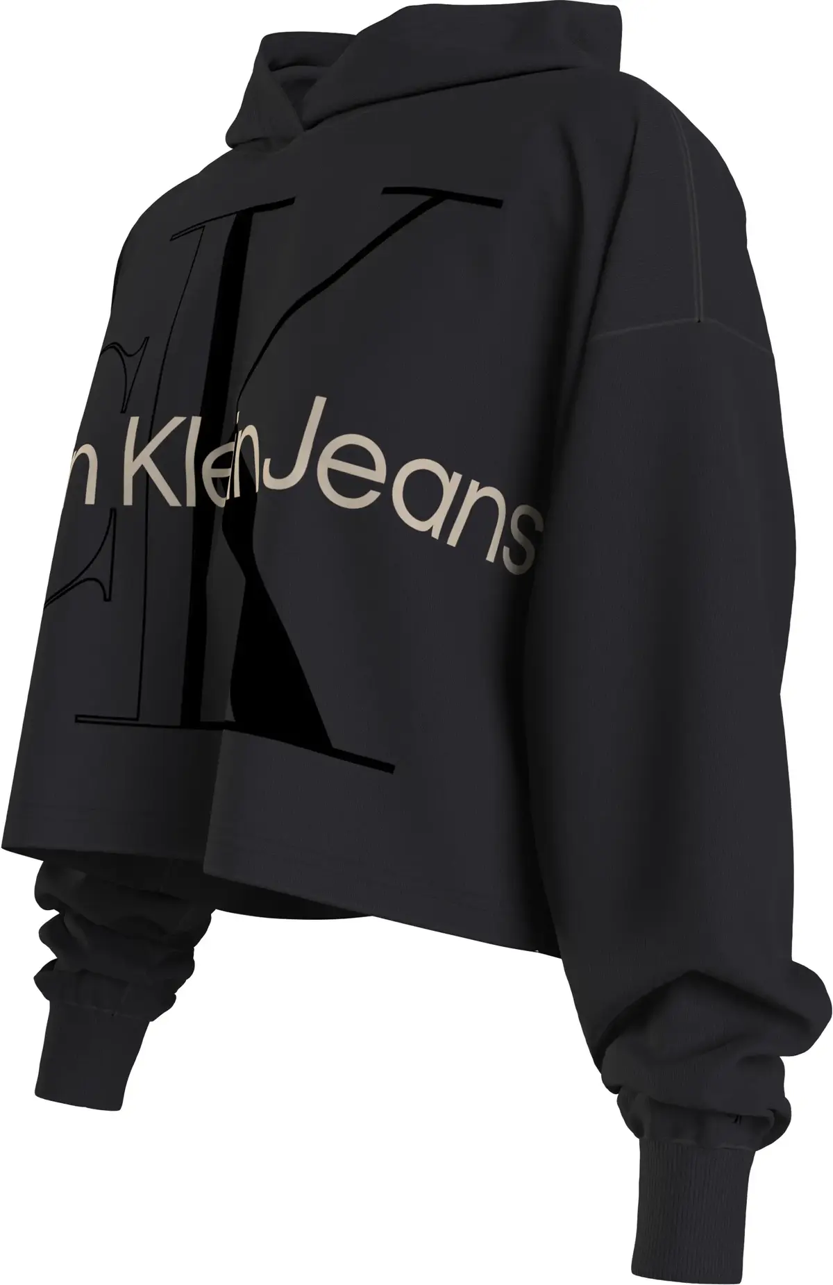 Calvin Klein GLOSSY MONOGRAM HOOD Kadın Siyah Hoodie
