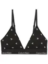Calvin Klein LIGHTLY LINED TRIANG Hafif Astarlı Siyah CK Logolu Üçgen Bralet
