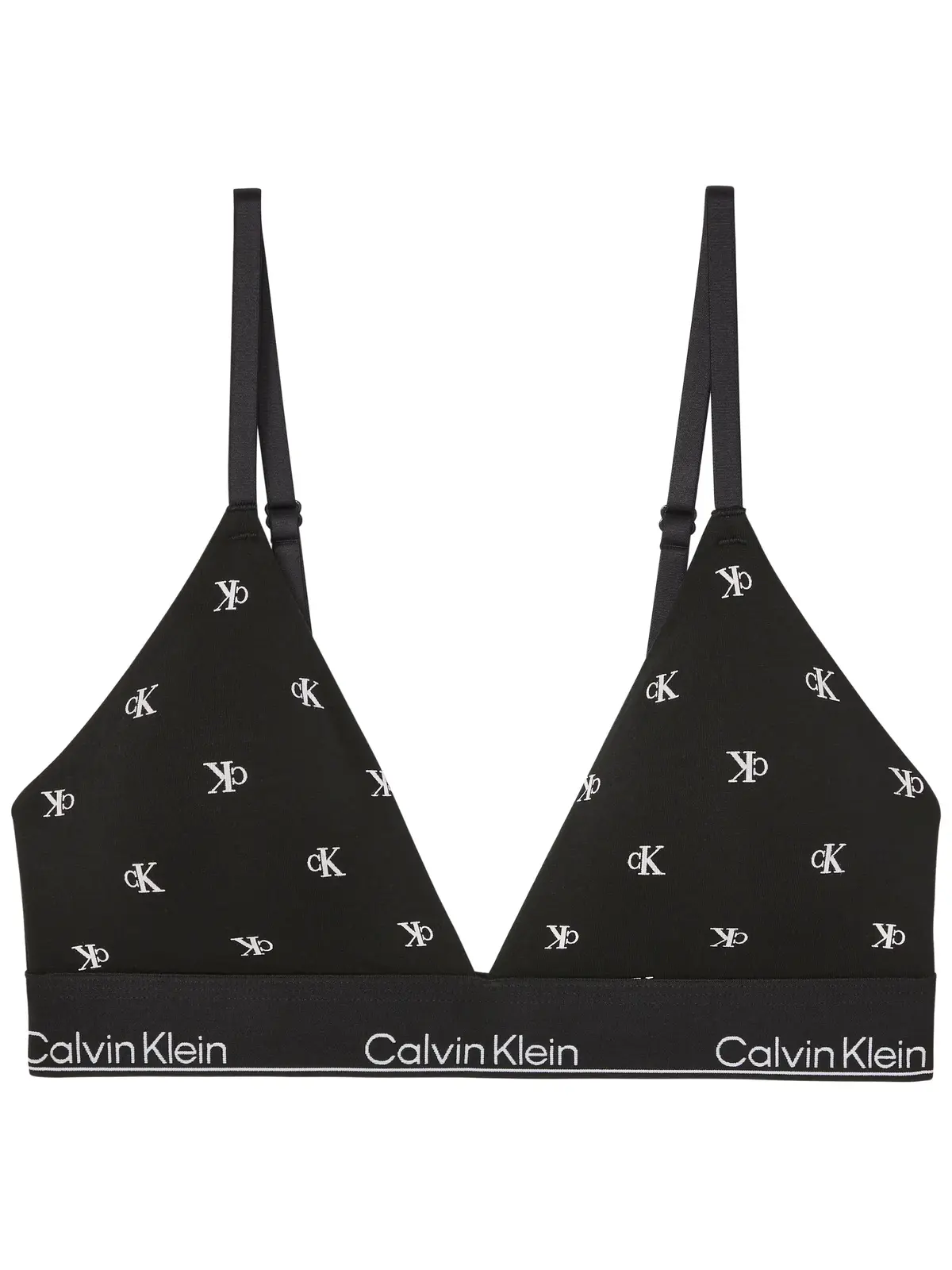 Calvin Klein LIGHTLY LINED TRIANG Hafif Astarlı Siyah CK Logolu Üçgen Bralet
