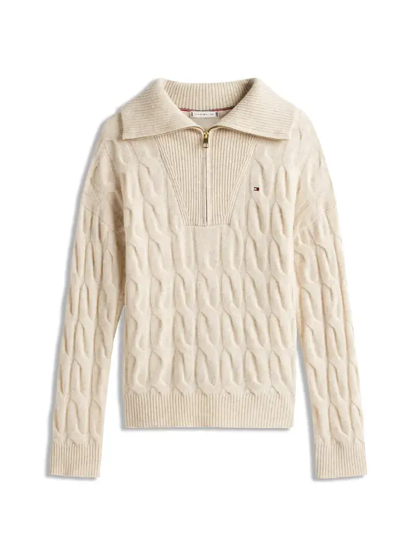 Tommy Hilfiger SOFT WOOL CABLE 1/2, ADK Bej Kadın Kazak