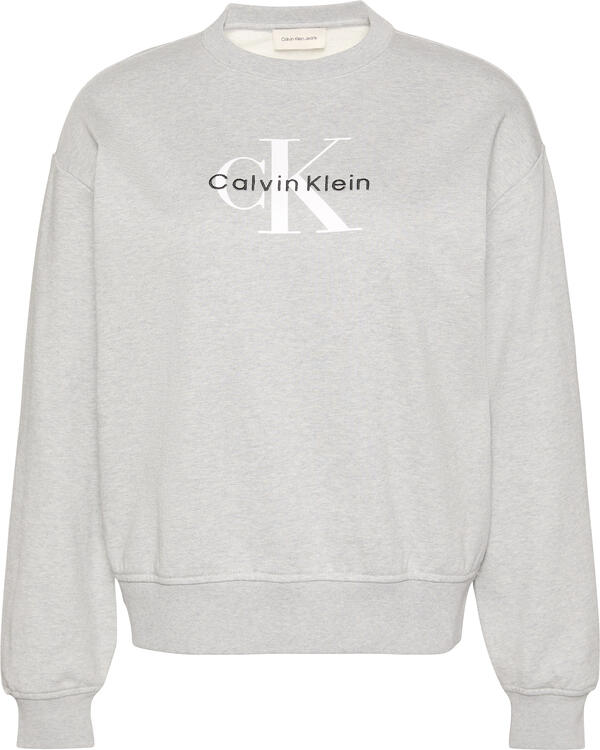 Calvin Klein LS MONOLOGO FRENCH TERRY RLXD CN Gri Kadın Sweatshirt