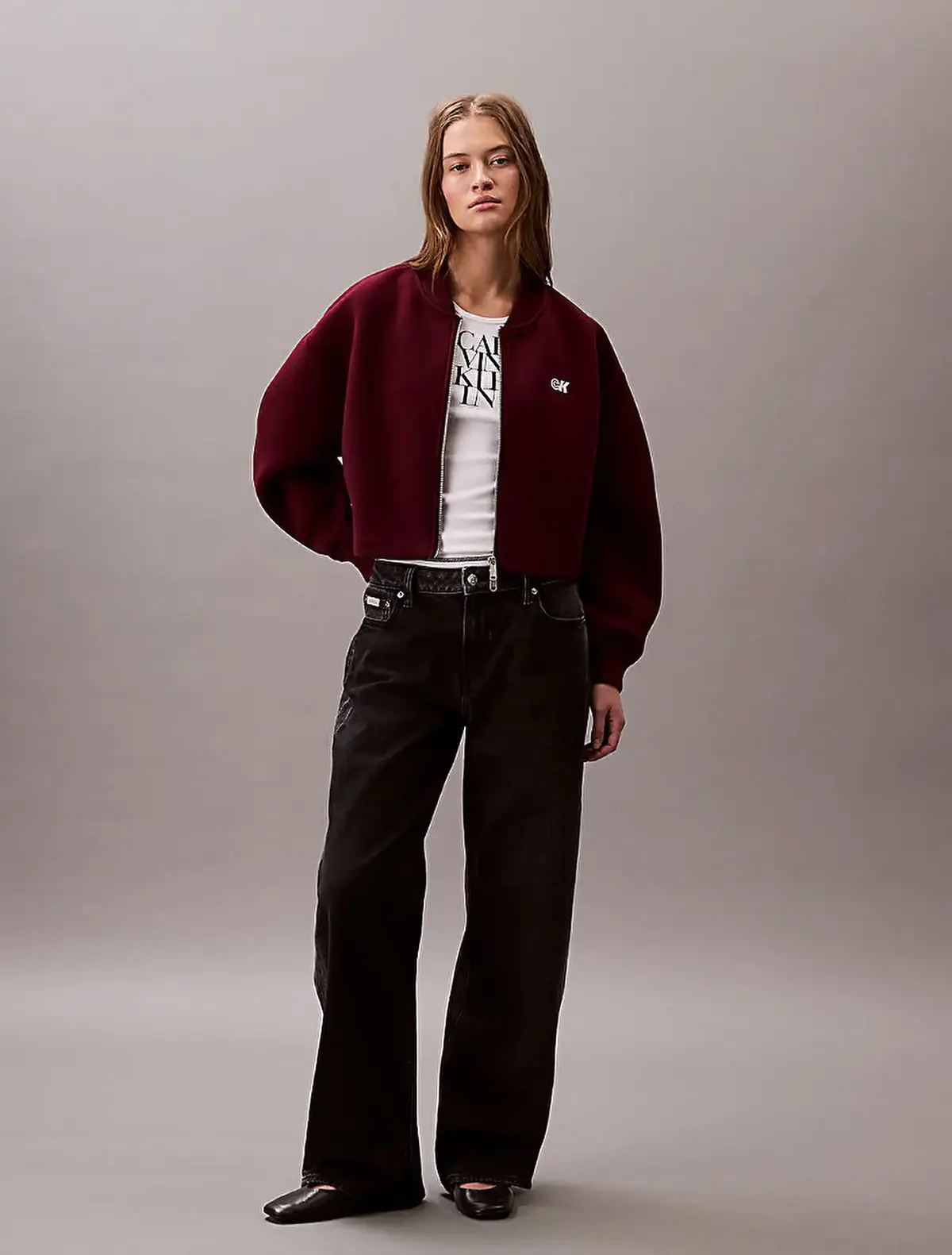Calvin Klein A- OVERSIZED SCUBA ZIP BOMBER JA Bordo Kadın Ceket Calvin Klein A- OVERSIZED SCUBA ZIP BOMBER JA Bordo Kadın Ceket