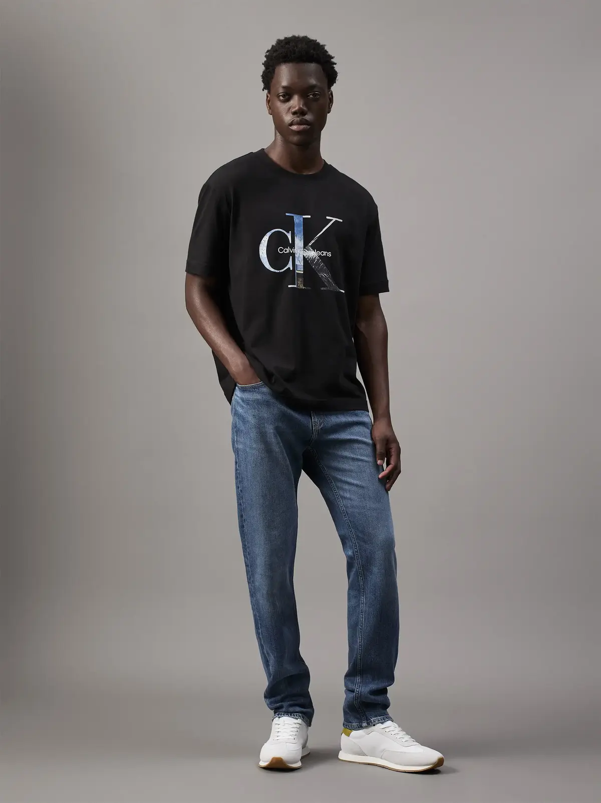 Calvin Klein PHOTO MONOGRAM TEE, BEH Siyah Erkek T-Shirt & Polo