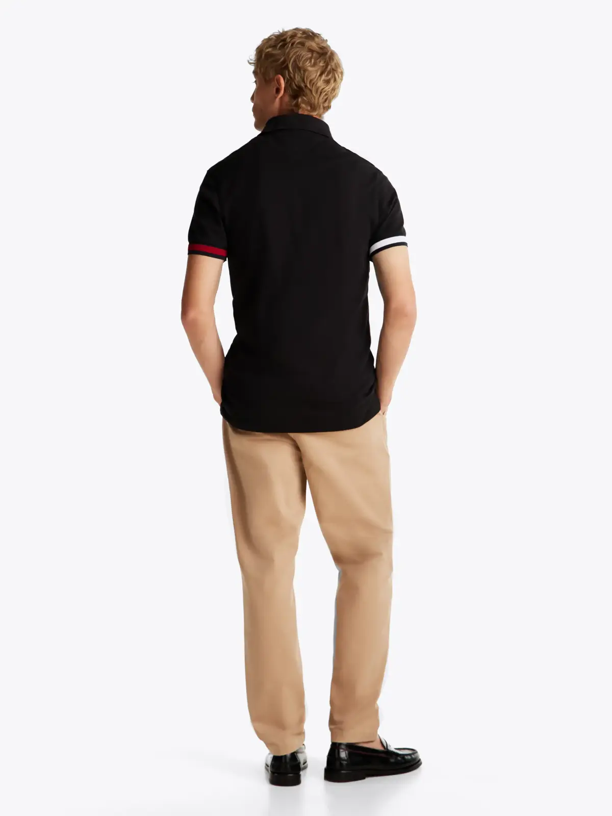 Tommy Hilfiger FLAG CUFF SLIM POLO, BDS Siyah Erkek T-Shirt & Polo