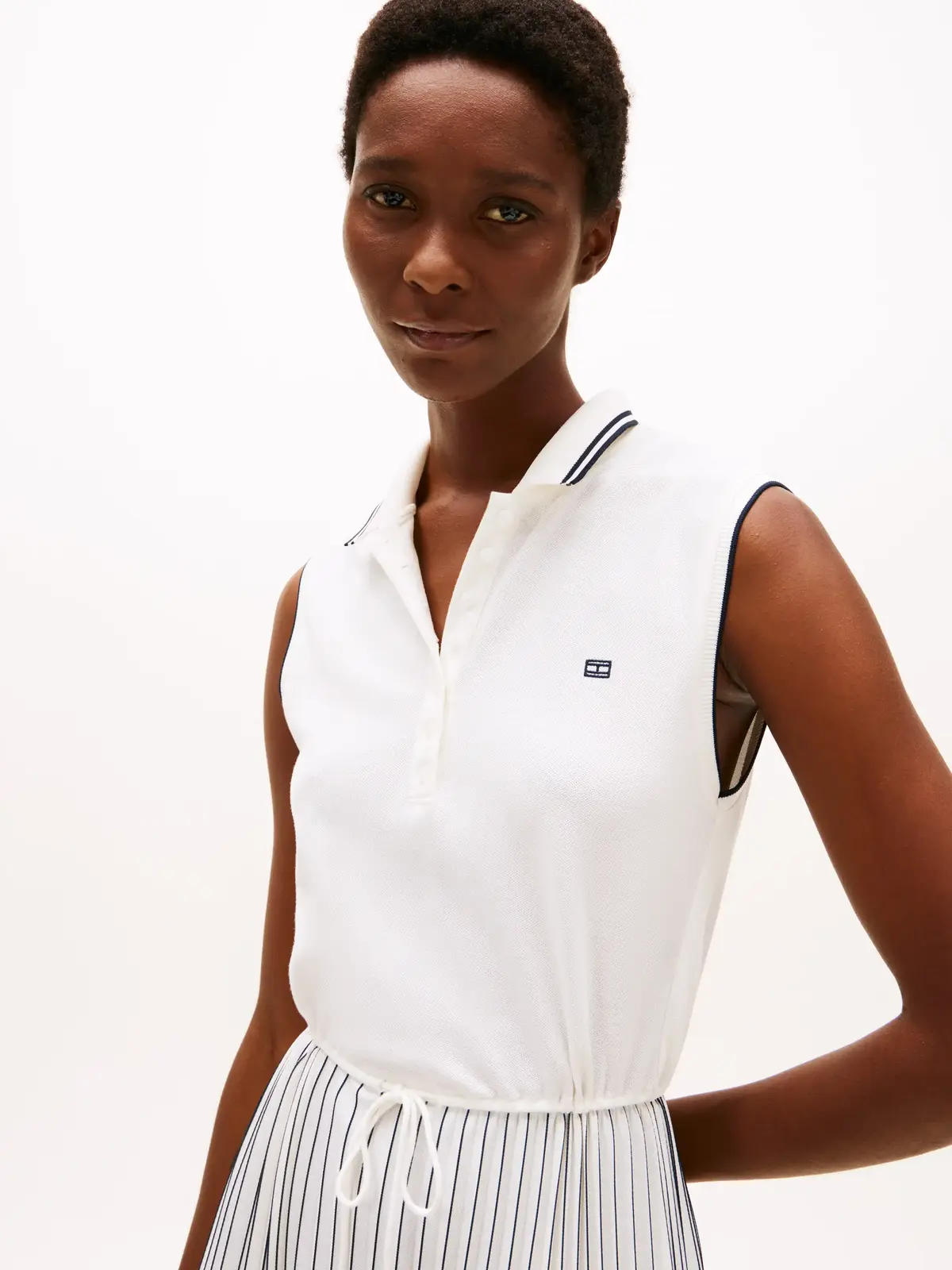 Tommy Hilfiger SPORTY PLEATED POLO, YBL Beyaz Kadın Elbise-Etek