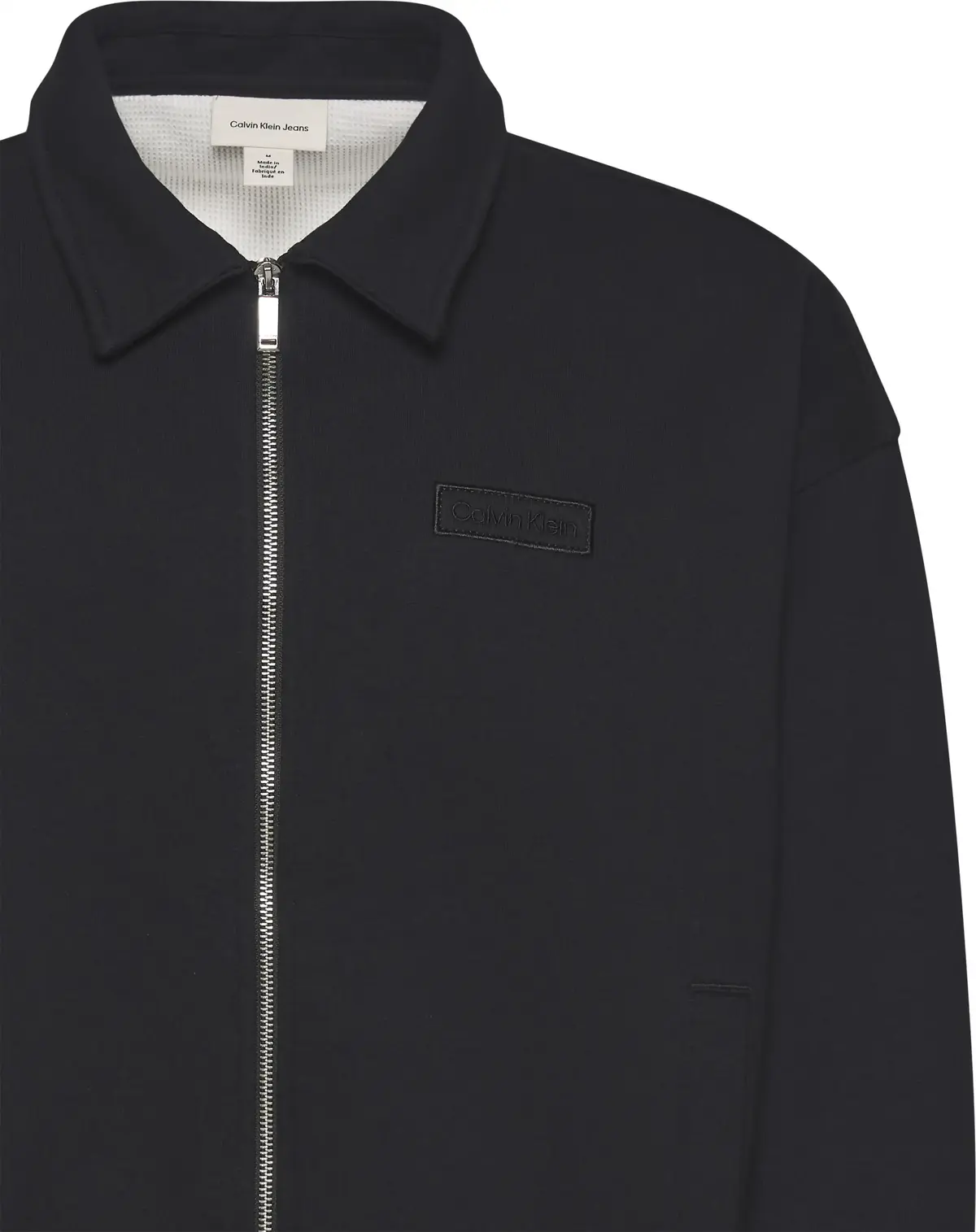 Calvin Klein LS WAFFLE-LINED PREMIUM SHIRT JA Erkek Siyah Fermuarlı Ceket