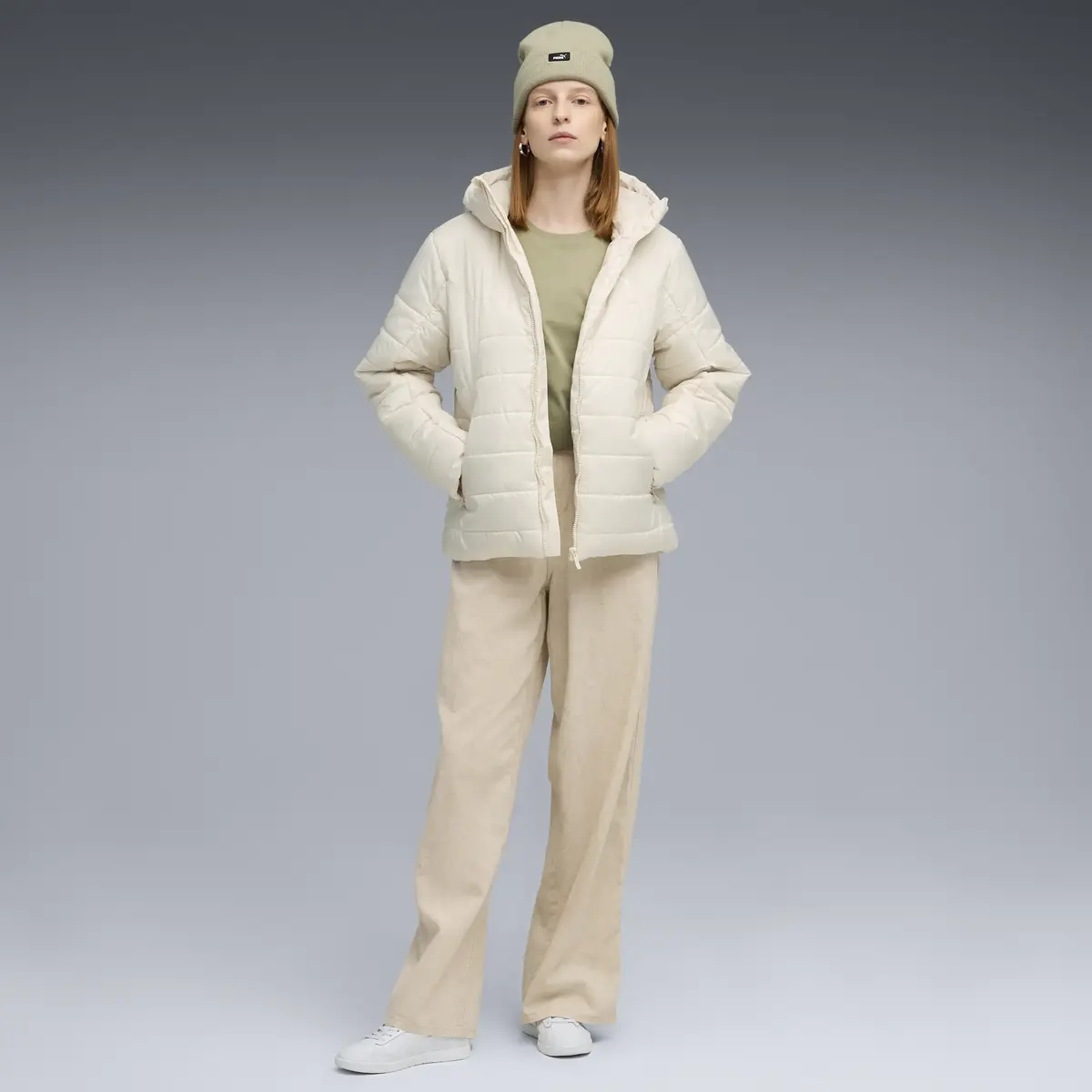 Puma ESS Hooded Padded Jacket Krem Kadın Sweatshirt