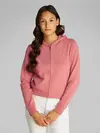 Calvin Klein CK EMB TERRY ZIP THR Pembe Kadın Fermuarlı Kapüşonlu Sweatshirt