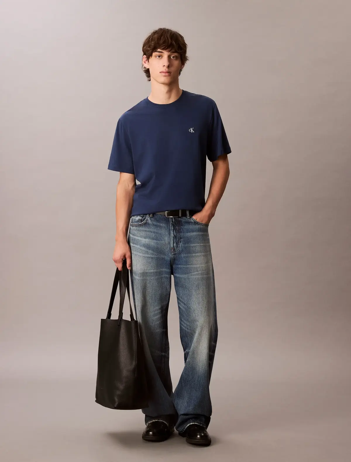 Calvin Klein SS EASY MONOGRAM TEE, C3I Lacivert Erkek T-Shirt