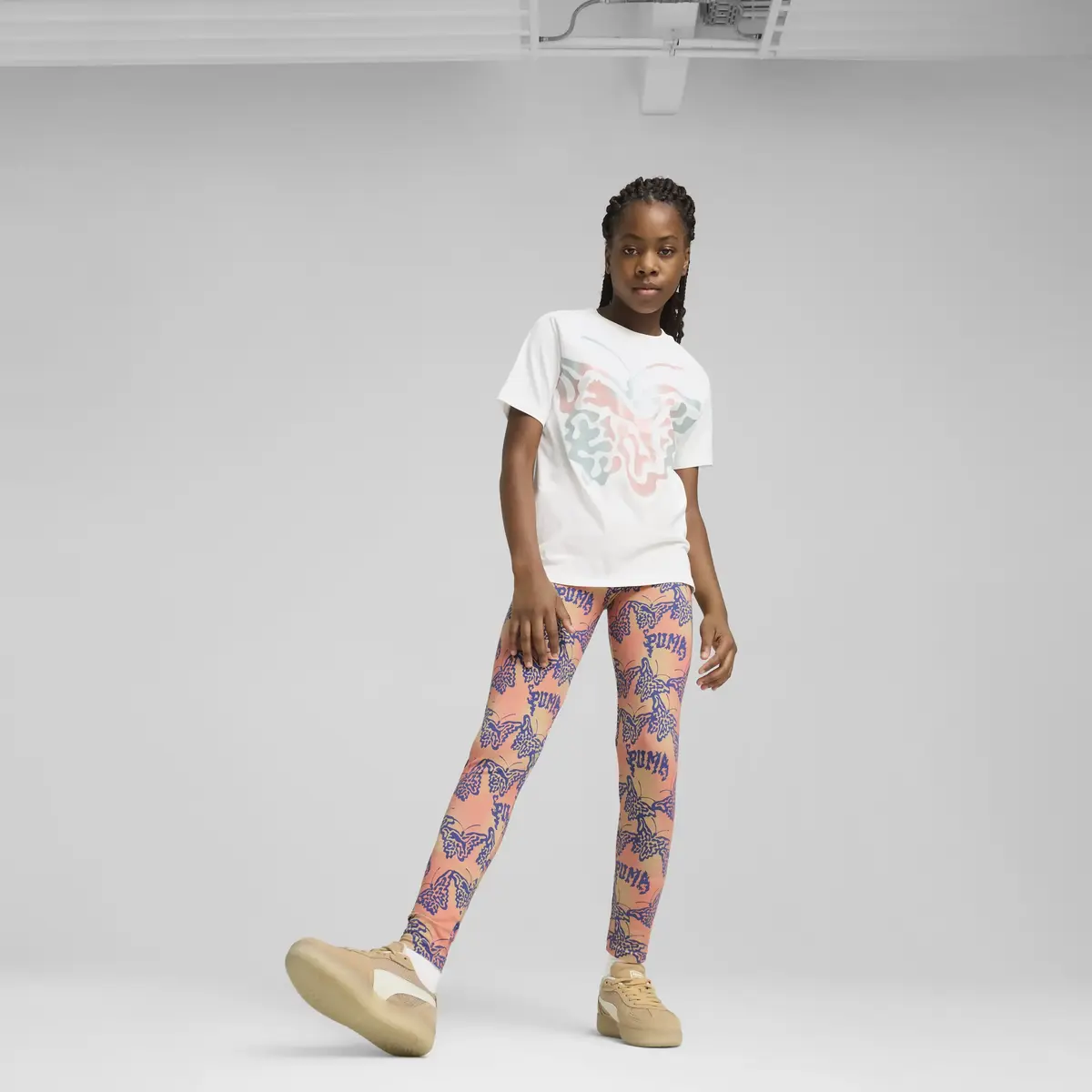 Puma BUTTERFLY VIBE Logo Tee Beyaz Kadın T-Shirt & Polo