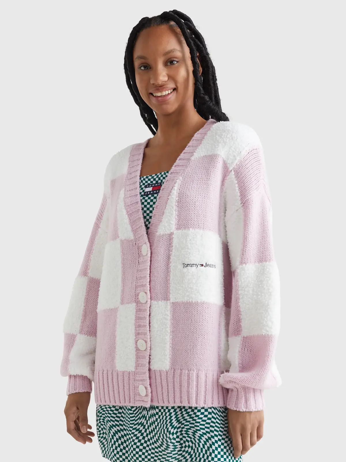 Tommy Hilfiger TJW OVRSZD CHECKER C Kadın Pembe Kazak