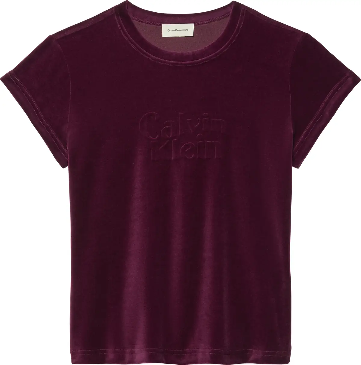 Calvin Klein SS VELOUR LOGO TEE Kadın Kahverengi T-Shirt