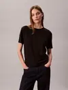 Calvin Klein SS SUPIMA JERSEY EMB Siyah Kadın Tişört