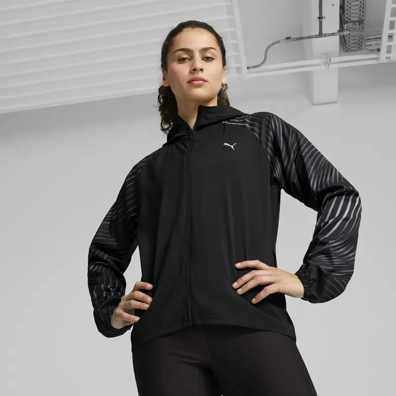 Puma RUN FAVORITE AOP WOVEN JKT W Siyah Kadın Sweatshirt