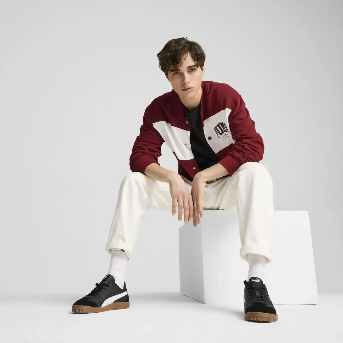 Puma SQUAD Bomber Jacket Bordo Erkek Sweatshirt