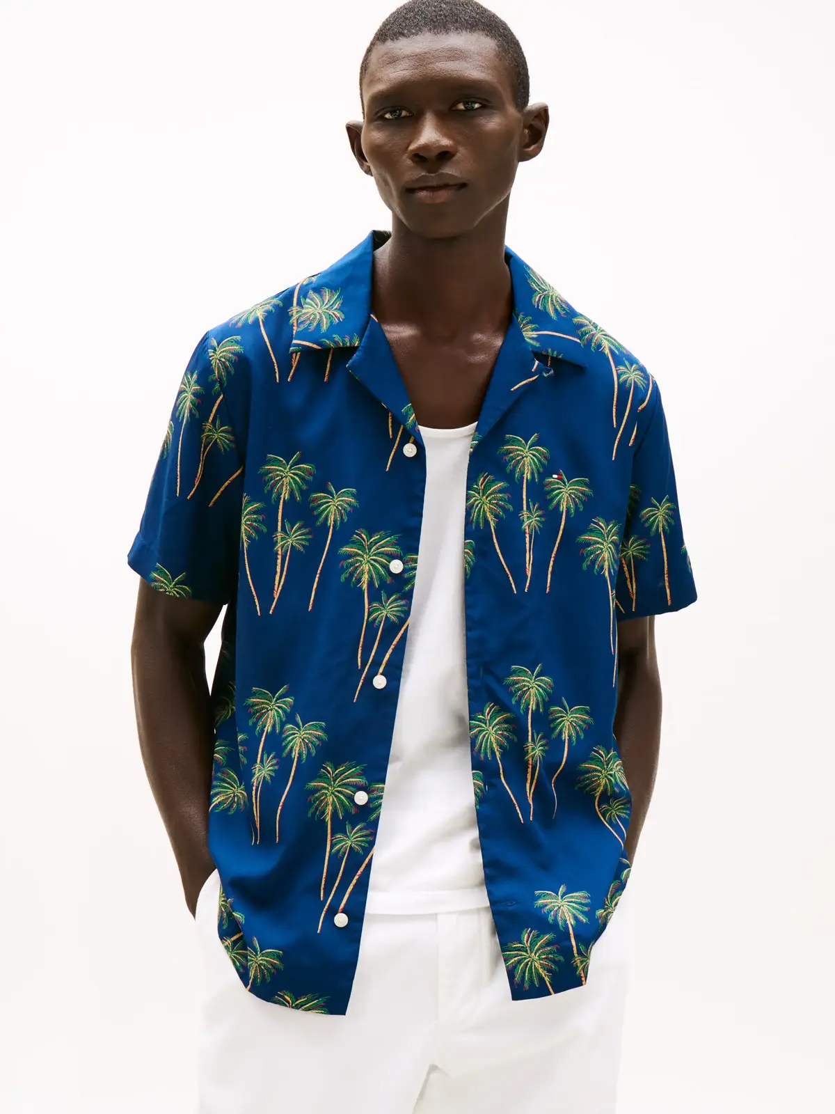 Tommy Hilfiger LIGHTWEIGHT PALM SS, DAF Lacivert Erkek Gömlek