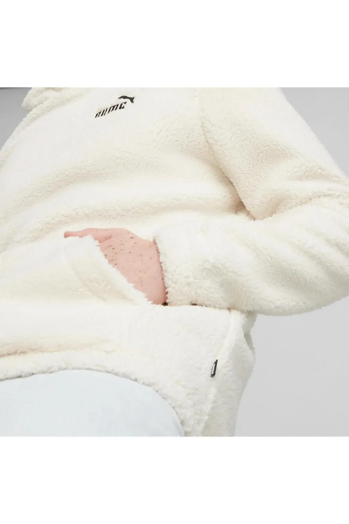 Puma ESS ELEVATED Sherpa Hoodie Kırık Beyaz Erkek Hoodie