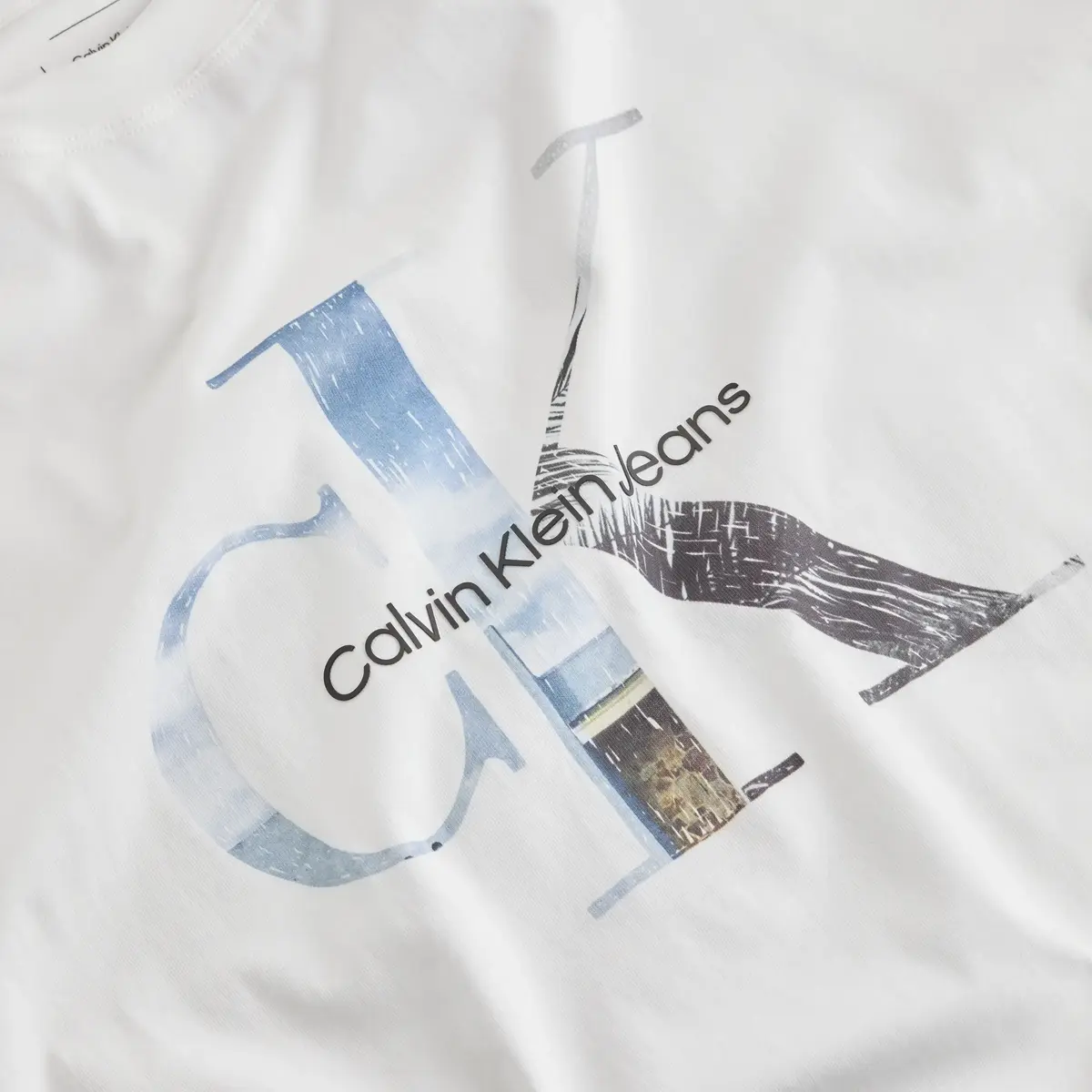 Calvin Klein PHOTO MONOGRAM TEE, YAF Beyaz Erkek T-Shirt & Polo