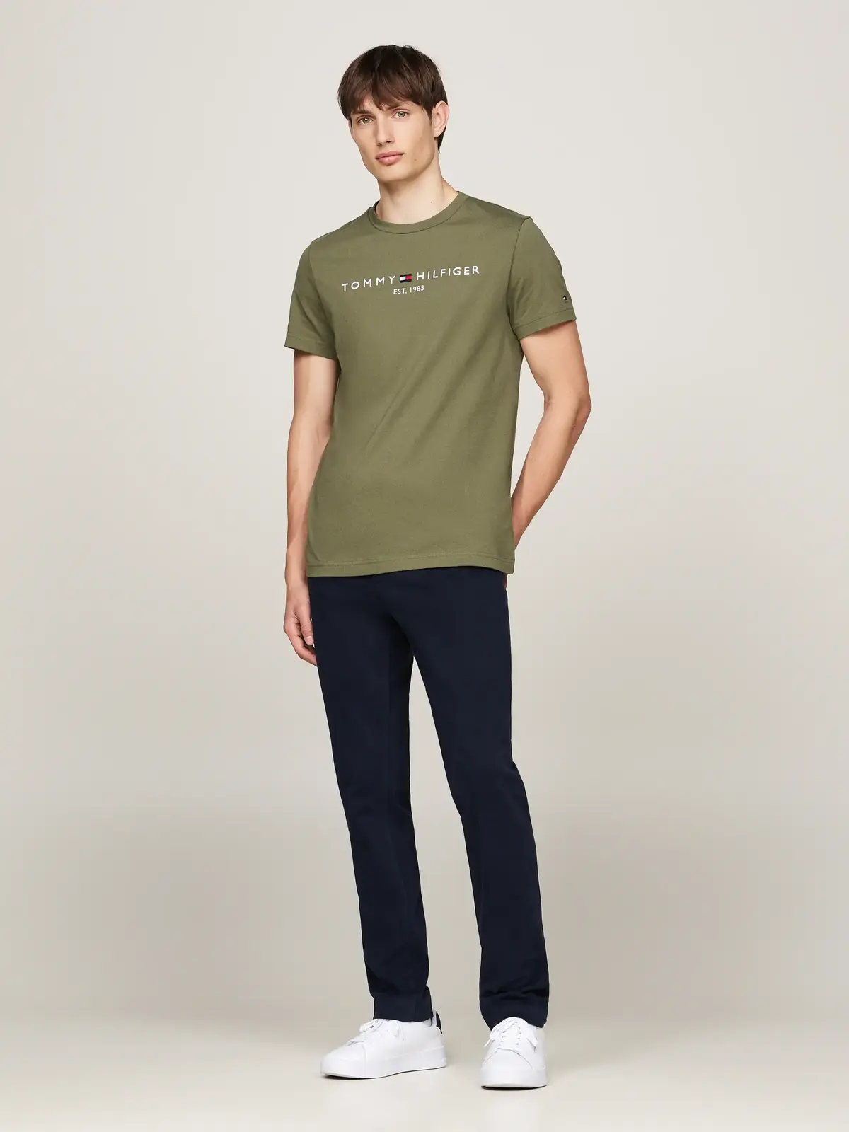 Tommy Hilfiger TOMMY LOGO TEE Erkek Yeşil T-Shirt