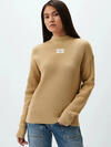 Calvin Klein WOVEN LABEL LOOSE SW, RAE Kadın Bej Kazak