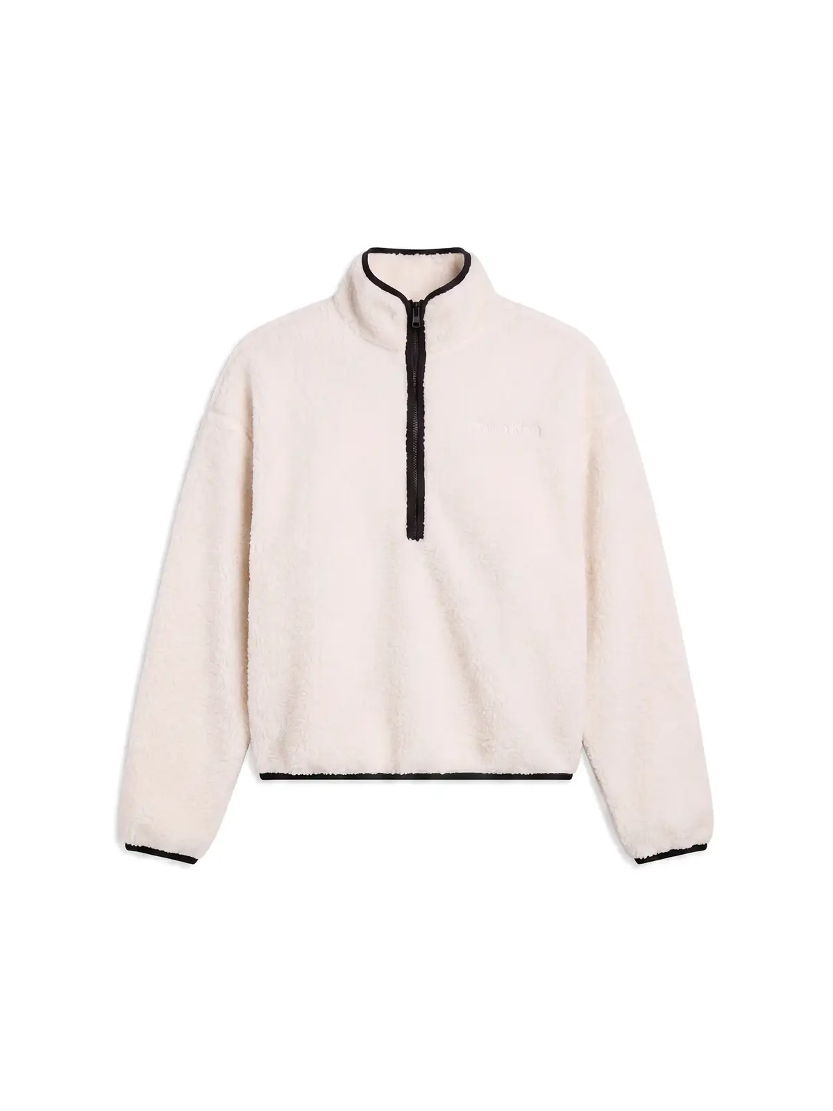Calvin Klein SHERPA 1/4 ZIP CONTR, YAS Bej Kadın Sweatshirt