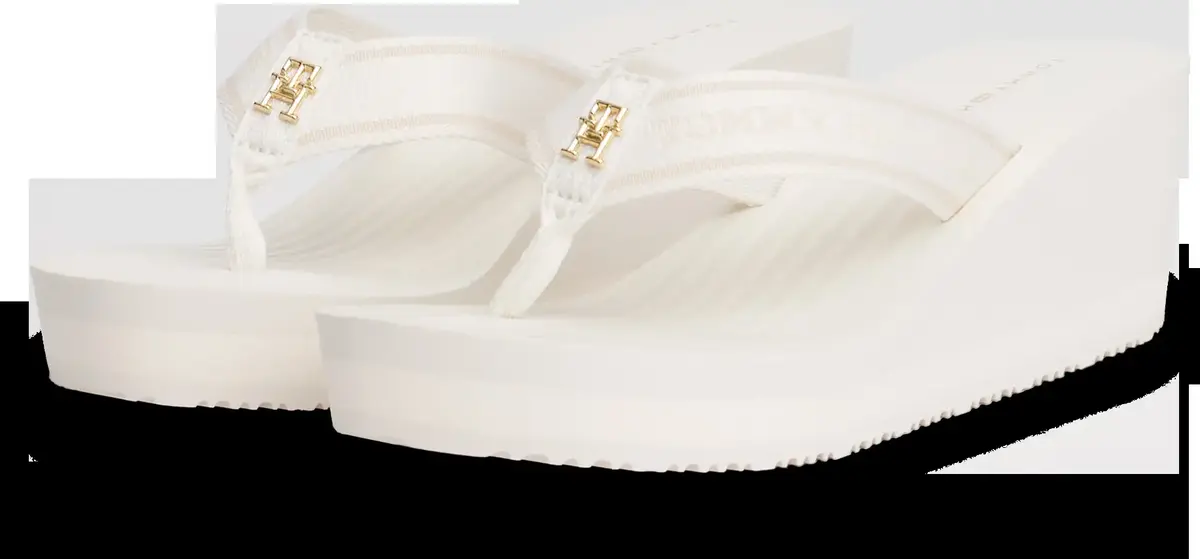 Tommy Hilfiger TH STRIPES WEDGE BEA, YBI Krem Kadın Terlik