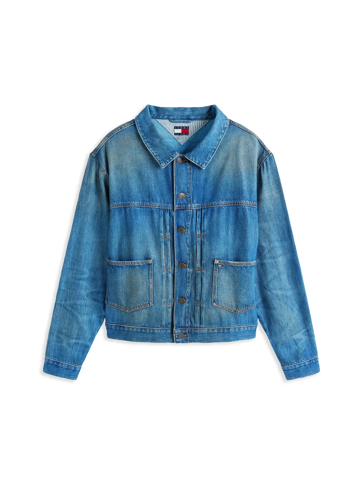 Tommy Hilfiger PLEATED TRUCKER JACK, 1A5 Erkek Mavi Kot Ceket