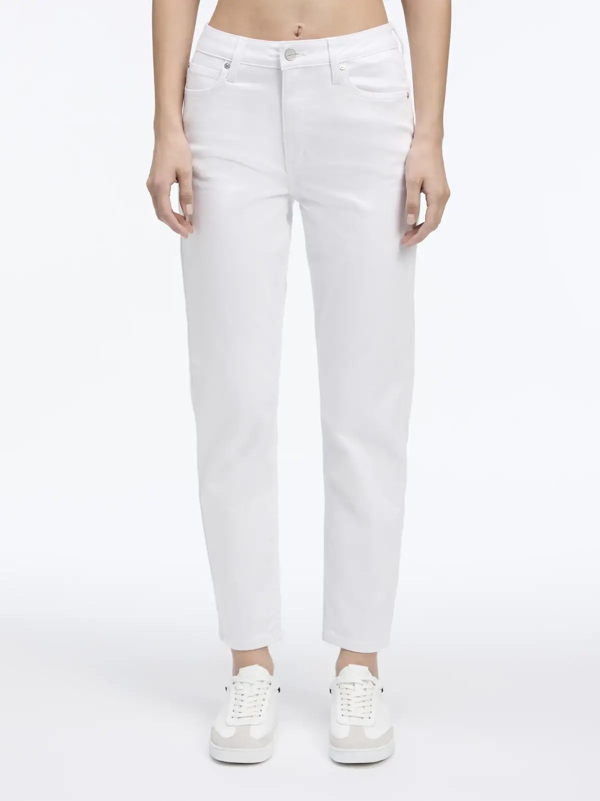 Calvin Klein MR SLIM ANKLE WHITE, 1AJ Beyaz Kadın Jean Pantolon