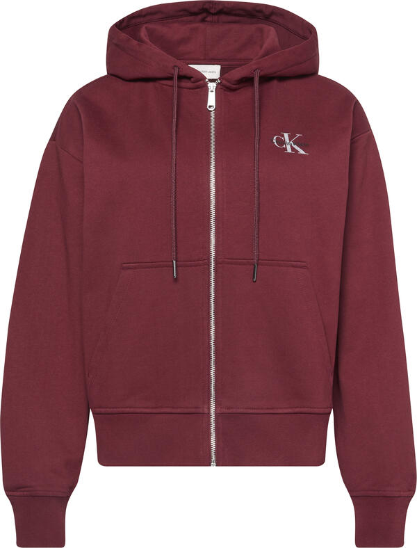 Calvin Klein MONOLOGO FRENCH TERRY FZ BF HOOD Kadın Kırmızı Fermuarlı Hoodie